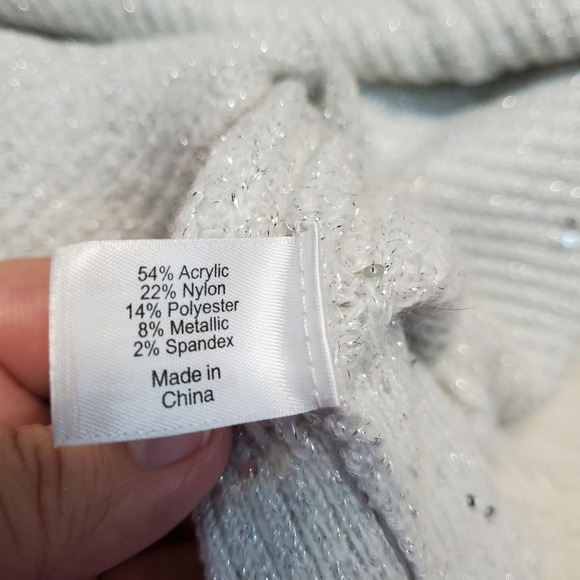 NWT Lane Bryant Gray Silver Sequin‎ Holiday Knit Cardigan Plus Size Women 18 20 - Picture 9 of 10